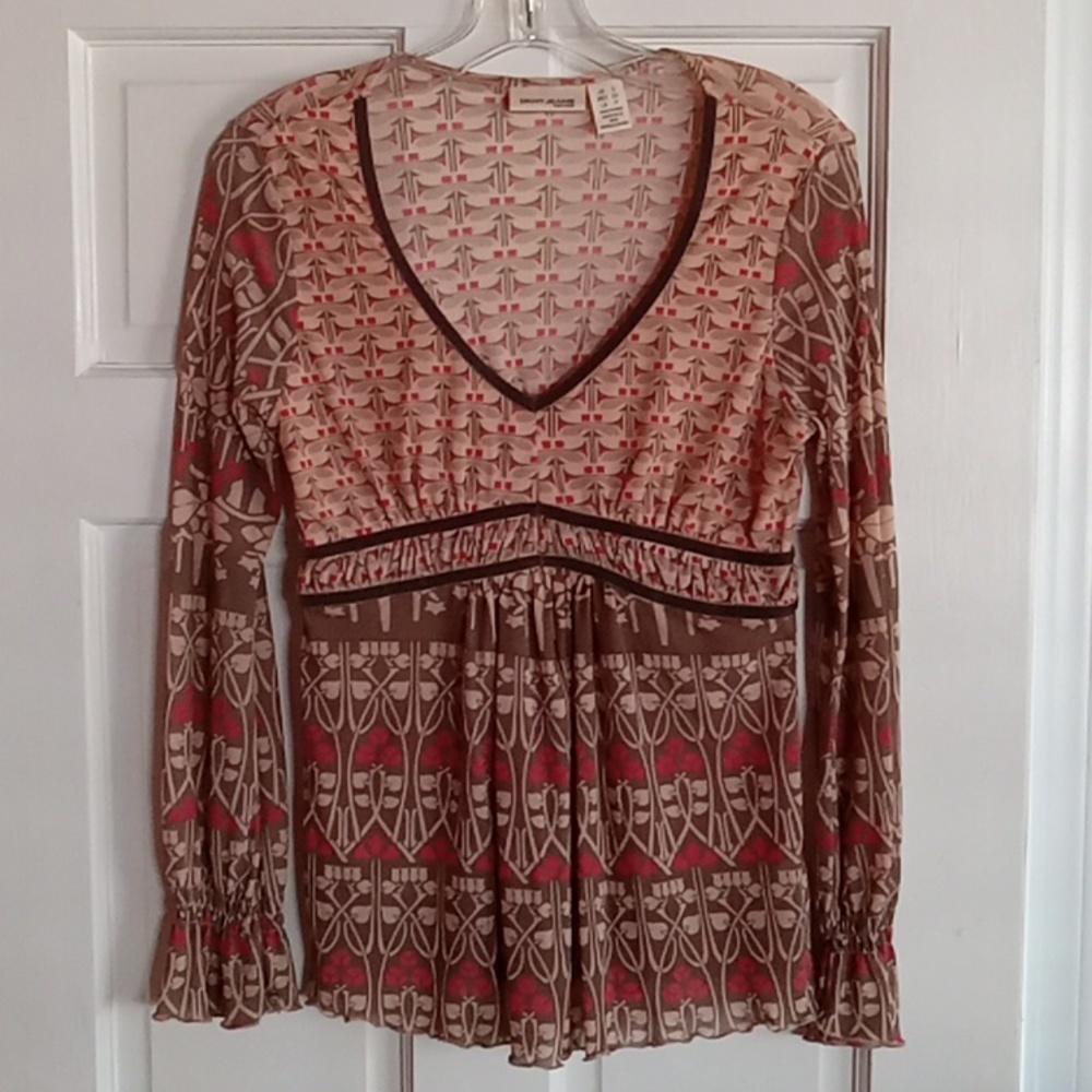 DKNY Jeans Petites V-Neck Blouse, Size S